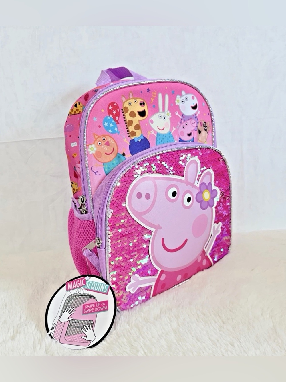 Peppa Pig Mini Backpacks 12.5" with Sequin Design NEW WITH TAGS